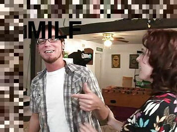 Desirable ginger MILF Mae Victoria gets fucked by cocky nerd