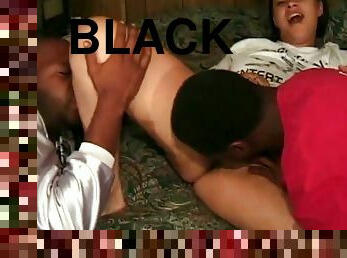 Two black dudes are fucking this horny babe