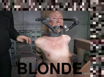 Long hair blonde bending over when nicely tortured in BDSM