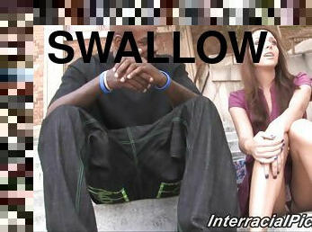 Interracial Date Ends with Her Swallowing Black Cock