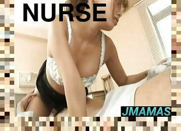 Aya nurse with big tits rides and sucks boner