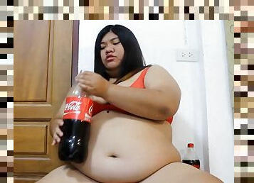 Bbw asian CHUGS soda! - Obese