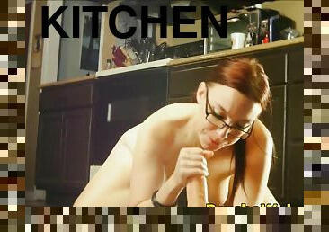Redhead Ginger All Holes With Toys in Kitchen