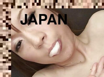 Submissive Japanese Slut Eats Cum And Shows Her Cunt To The Camera