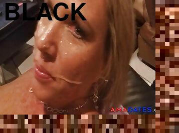 Three BIG BLACK COCKs Trash My Girls Faces With Spunk