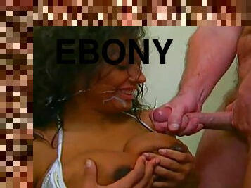 Ebony honey makes a long boner cum by pounding it in the toilet