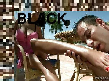 Jasmyne Black the tanned brunette gets fucked by the pool