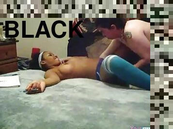 Cute Black Teen Rides Her White BF