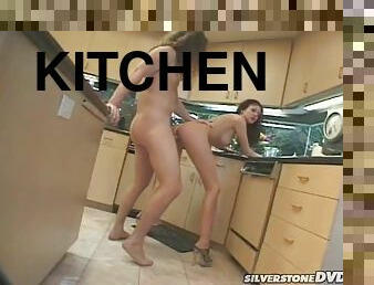 Cute Brunette Slut Fucks Her Lover in the Kitchen!