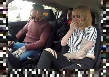 Busty tattooed MILF gets her ass fucked publicly in the car