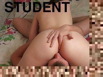 This student with tiny tits loves to sit on her face!