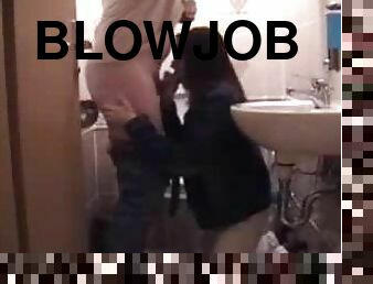 A Quick Blowjob In The Bathroom With A Teen Couple