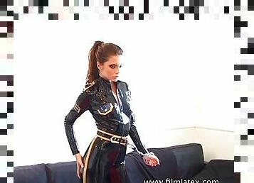 armata, fetish, latex, politia, bruneta