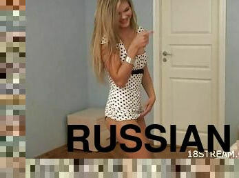 Spectacular Blonde Russian Teen Fucked on the Bed