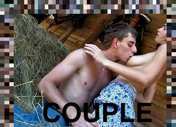 Teen Couple Fucking in a Barn