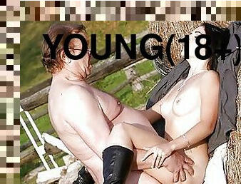 Teen loves horses and senior cock to please