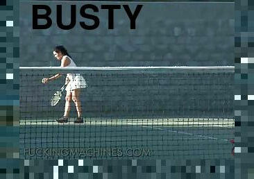 Super Busty Tennis Players Play With A Fucking Machine After Practice