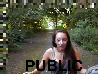 Girl Received Cum Facial in Public Park