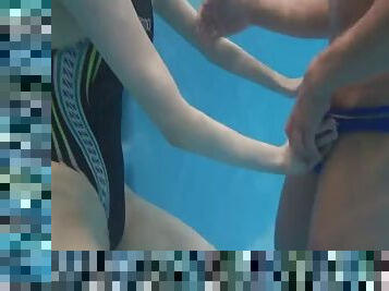 Horny Japanese swimmer gets ravished by the pool with her costume on