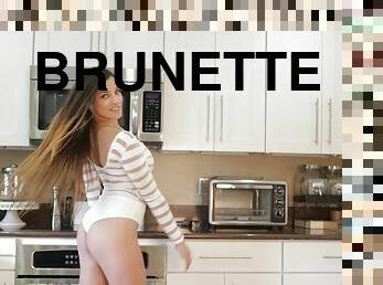 Surprising brunette in high heels shows her ass fine