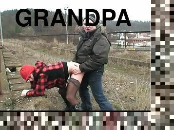 teen gets fucked by grandpa in public