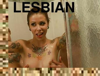 Lesbian shower with girls from Burning Angel