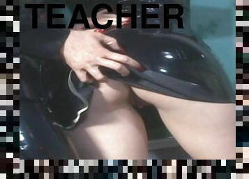 Latex teacher punishes a misbehaving student with pain