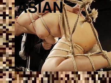 Asian bondage slave tied up and played with like a piece of meat