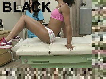 Delicious black babe getting examined by her hot Latina doctor
