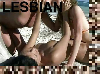 Curious Lesbian Teens Play With One Another On The Beach Shore