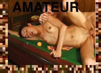 Short Haired Brunette Jessica Blake Gets A Hardcore Fuck On Top Of A Pool Table