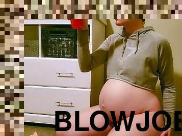 Pregnant FTM Slut Gags on Big Dildo