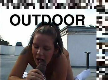 Outdoors Interracial POV Blowjob