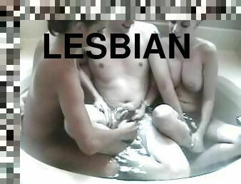 Horny Lesbian Teens Play With a Sex Toy and a Cock In The Bathtub