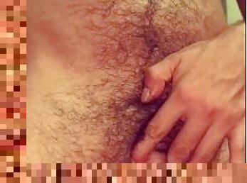 Transgender boy ftm in the shower shows his huge clitoris dick