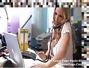 Super Busty German Babe Gets Double Penetrated In an Office Threesome