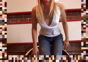 Breathtaking solo model in jeans posing lovely in amazing compilation