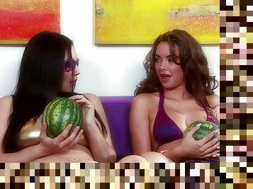 Jelena Jensen and Sophia Santi tease their pussies with toys in lesbian clip