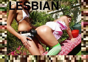 Julie Knight and Kara Price in a hot and messy lesbian fuck scene