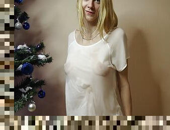 Christmas Wet T-shirt With Nipple Openings