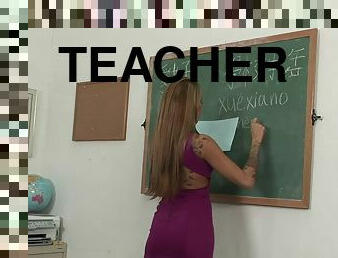 Accepting tattooed teacher with long hair getting her shaved pussy banged hardcore doggystyle