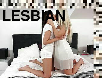 Magnificent lesbian babe with hot ass moans while getting her pussy licked then fisted