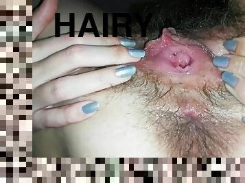 Hairy Pussy Big Clit Rubbing Dripping Wet Masturbation