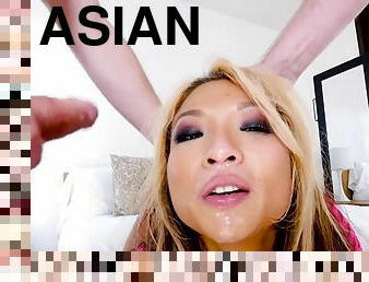 Beauty asian throatfucked in pov