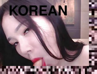 Beautiful big tits korean creams her boobs