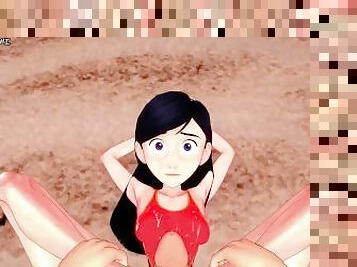 Violet Parr Gives You a Footjob At The Beach! The Incredibles Feet POV