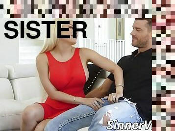 Bimbo stepsister fucks her brother hard till he cums inside