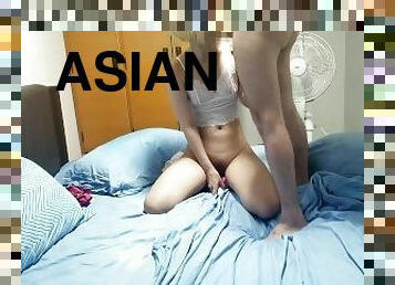 Cute Blonde Pinay Does BJ in Bedroom