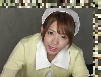 POV video of Japanese nurse Mari Rika giving a blowjob to a stranger