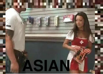 He takes his teen asian gf to a sex shop WTF